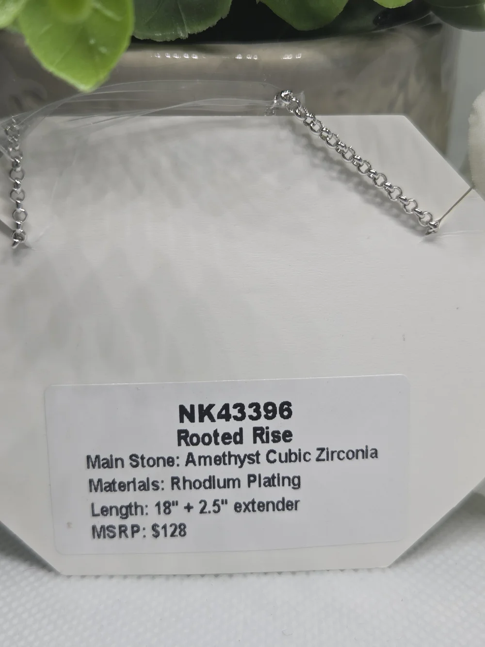 BP Elegant Amethyst CZ Pendant Necklace On Rhodium Plating